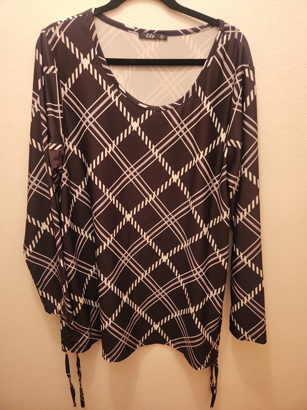 Lily By Firmiana Black & White Plaid Long-Sleeve Mini Dress Size 1XL